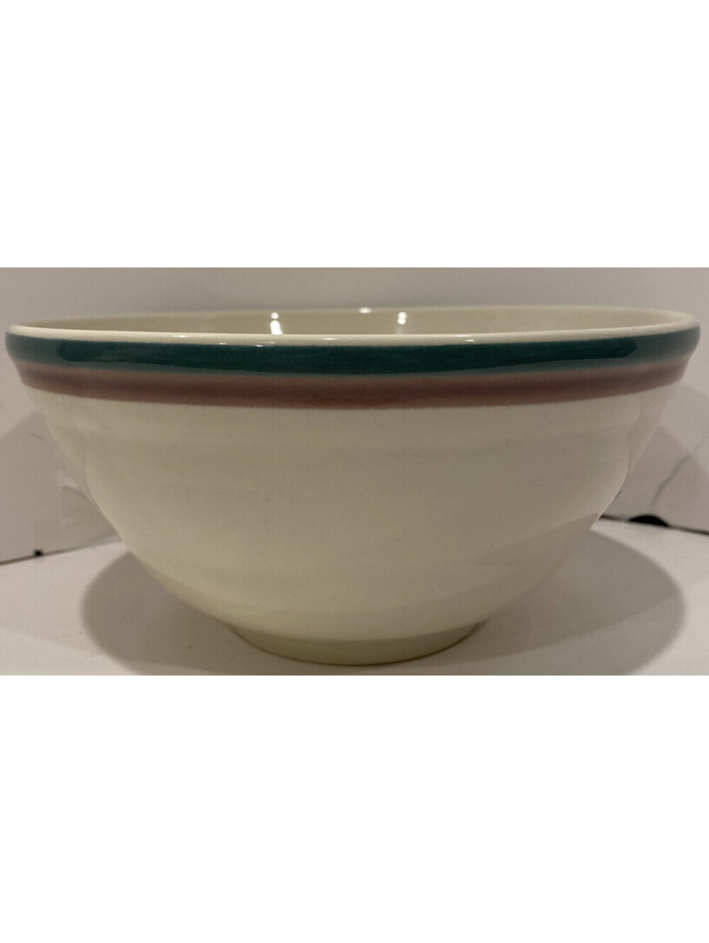 Pfaltzgraff Bowl Green Mauve Striped Serving Mixing Bowl 8” Across 4” Tall